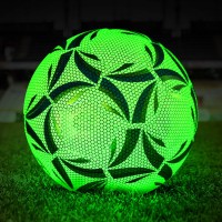 Glow in the dark soccer football PU waterproof size 4 5 practice football balls with inflator pump