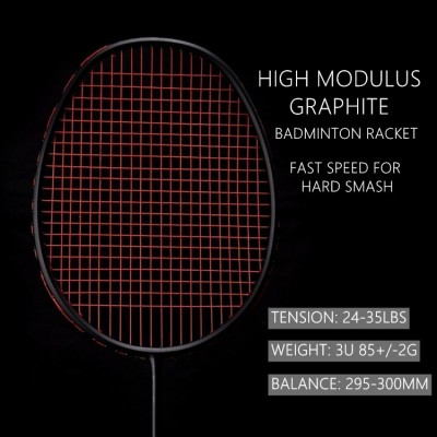 OEM  3U Professional Badminton Racket Lightweight  Head Heavy  35 Lbs High Tension  Offensive Type Badminton  Racket