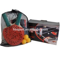 ITTF table tennis racket set includes 2 rackets 3 balls and 1retractable net with color box ping pong paddle racket