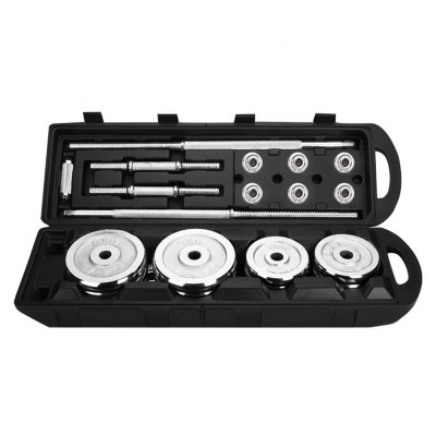 50kg adjustable dumbbell barbell dual set men weight lifting plating barbell fitness equipment with wheels carry box