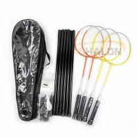 Factory directly quick setup  outdoor badminton racket sets portable  steel racket  badminton  and ball setfor grass