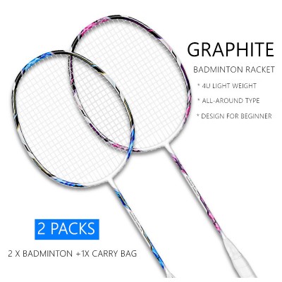 OEM  100% Full-Carbon Fiber Professional 2 Player Badminton Rackets Set Super Lightweight And Sturdy For Beginner