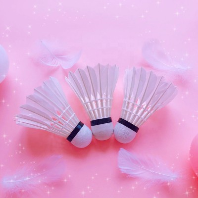 3/12pcs Pink Training Badminton Shuttlecocks White Goose Feather Badminton Practice Ball Beautiful Cork Shutlecock