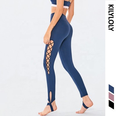 Women tights slimming hollow out leggigns high waist trample feet fitness pants sportswear for yoga gym training